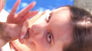 Smart dark haired peacherino seduces handsome pool cleaner