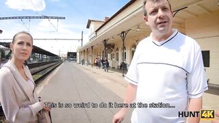 HUNT4K Sex with Hunter Helps Brunette and her BF Earn Money for Ticket