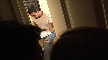 Two Milfs catch housemate jerking off