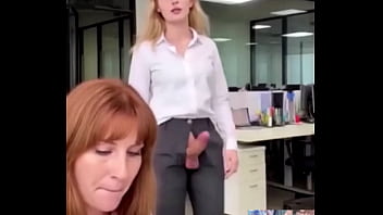 Transgender Office Worker Gets Her Tight Thicc Cock Deeptroated While At Work, AI Generated