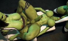 Three Randy TS orcs Get Wild in an Orgy with Orgasmic Results!