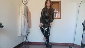 New Catsuit Try on with Heels and Boots