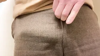 Twink jerks his big uncut cock in the office
