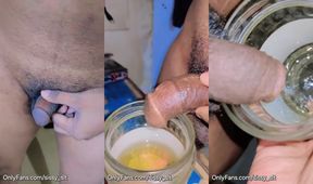 Tiny dribbles and sissy tears micro penis sissy cum all over