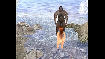 beach babe can&#039_t resist old black muscle bull&#039_s monster cock