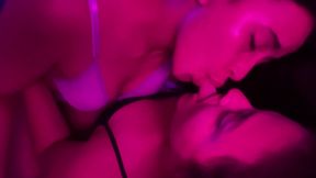 Big Tongue Sucking With Lesbian Kisses Before Going To Bed