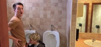 Cute blonde filmed in public when he sucks cock of a random dude