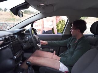 Started Jerking Off In My Car...Ended Up In A Moist Three-some