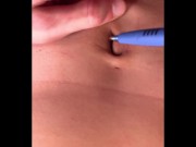 navel play and poking with pen🖊