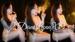 Smoking in Gold Velvet Lace Dress