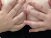 BBW in pigtails oils up massive tits