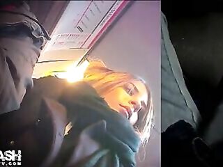 Bulge Flash Hawt Golden-Haired On Bus