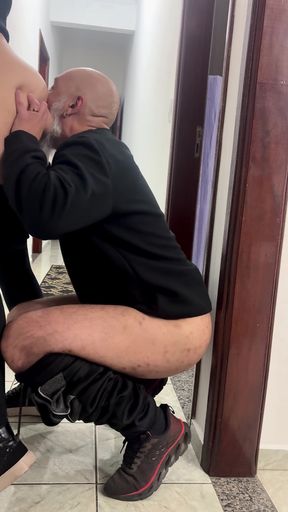 Coworkers hook up and have sex in the company hallway.   Clip 1