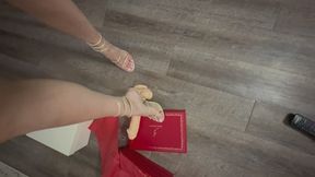 Unboxing my very expensive Rene Caovilla shoes and stepping on my massive D