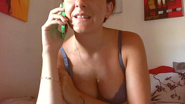 Nicoletta's slave on cell phone real phone call