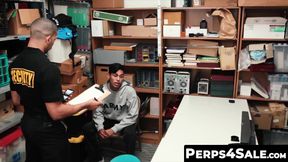 Horny hunk officer gets sloppy blowjob from sweet thief