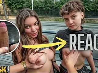 React: VIP4K. 2 charming Lesbian babes don't mind to having a Three-some with a stranger from the teach