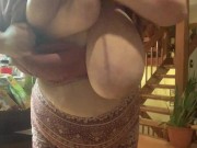 Yoga pants booty tease and titties