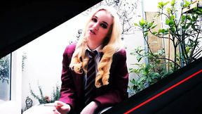 Two British 18 Year Olds In School Uniform Have A Masturbation Race - Who Cums First?