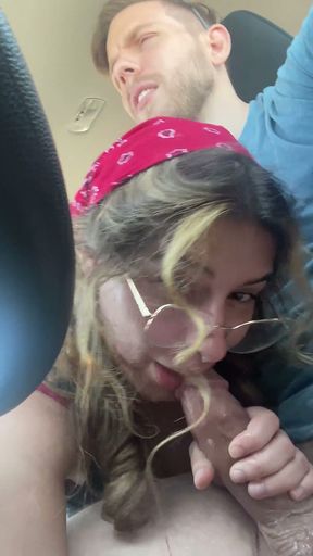 Hairy Pussy Slut Gives Me a Car Blowjob During Roadtrip! Chloe Kreams, Steve Rickz