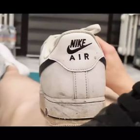 Nice cock stuck in sneakers in it and comes