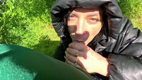 Hot Outdoor Blowjob and Cum Play with a Down-jacket 269