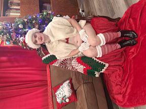 Miss Lonely wachtend op Mr Clause's thuiskomst voor een crème-versleten kerst