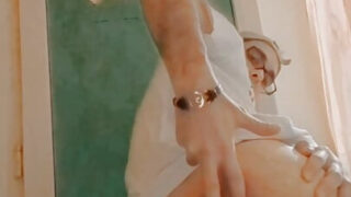 POV solo girl clip of mature white European guy masturbating