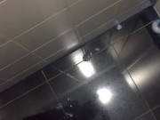 Public cum on toilett floor