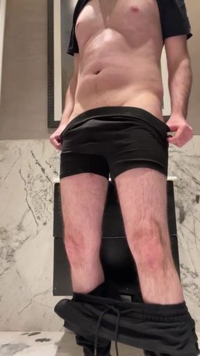 Jerking in public toilet :))