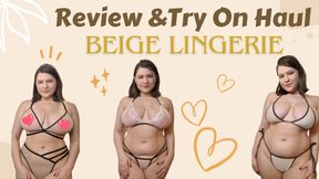 Beige lingerie - try on and review haul on curvy body shape