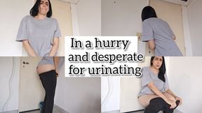 Pissing in a bucket desperately!