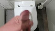 public train station toilet jerking off + cum slow motion