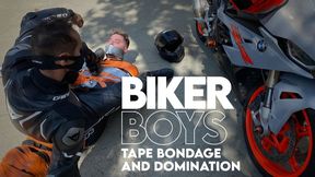 Biker Boys - Tonny all taped up by two biker dons! (1080p) - Gay Bondage - Gay Domination - Biker Gear - Leather - Male Domination