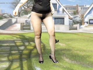 Horror Tranny In GTA Game In Metaverse Hawt Virtual Ladyboy Golden-Haired big beautiful woman Model Cosplayer Crossdresser Femboy Homemade