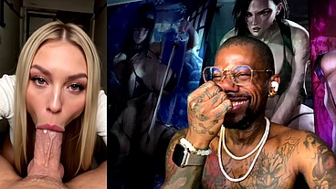 Beautiful Blonde Snow Bunny Deepthroating A BWC While He Cums In Her Mouth, AI Generated
