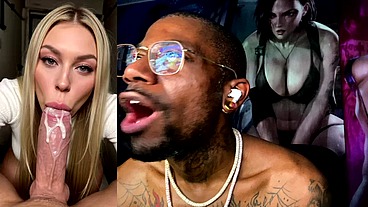 Beautiful Blonde Snow Bunny Deepthroating A BWC While He Cums In Her Mouth, AI Generated