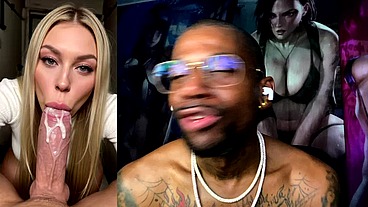 Beautiful Blonde Snow Bunny Deepthroating A BWC While He Cums In Her Mouth, AI Generated