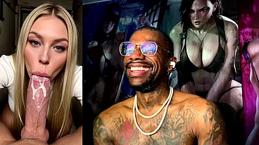 Beautiful Blonde Snow Bunny Deepthroating A BWC While He Cums In Her Mouth, AI Generated