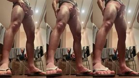 fit boy playing with juicy cock and make cum load/ bottom view