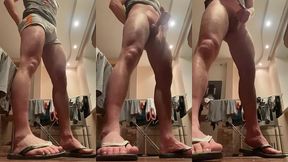fit boy playing with juicy cock and make cum load/ bottom view