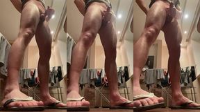 fit boy playing with juicy cock and make cum load/ bottom view