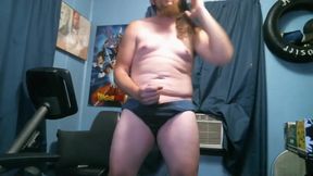 Desperate straining pants wetting then stroking till I blow load