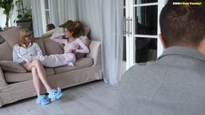 Mom Is Shopping, Sexy Stepdaughter and Hot Girlfriend Are Having Anal Sex with Her Lover!