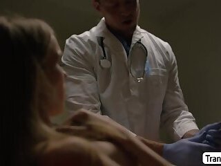 Skinny TS bareback fucked by sexy doctor