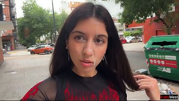 I love to Walking Covered in Cum ! Please Cum on my Face! - Public Cumwalk on Street