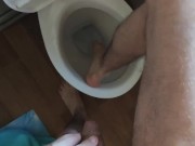 Pee fetish putting my long skinny legs into the toilet bowl full of piss
