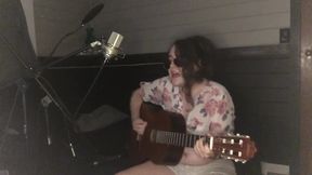 TS Guitar Slut Gushes Cum Dripping Choked Strumming Your Cock Destroyed