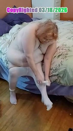 BBW Nurse Vicki Puts on Some White Panty Hose for You!