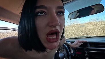 UP YOUR SKIRT AND GET IN THE COCK! Car-Sex with Skinny-Teen Madison